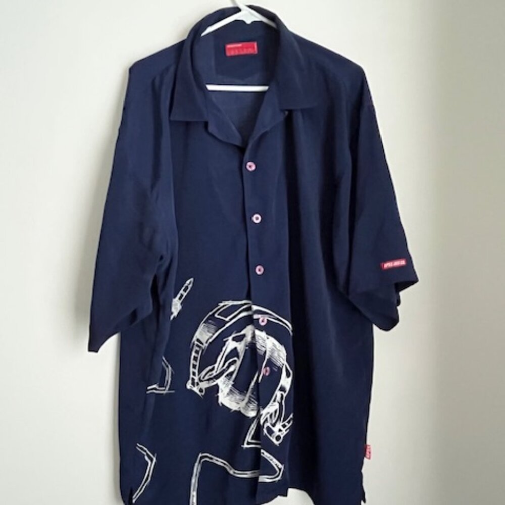 RP55 Jeans Co  Reynolds and Perry Navy Blue Button Up Short Sleeve Shirt Size 3X